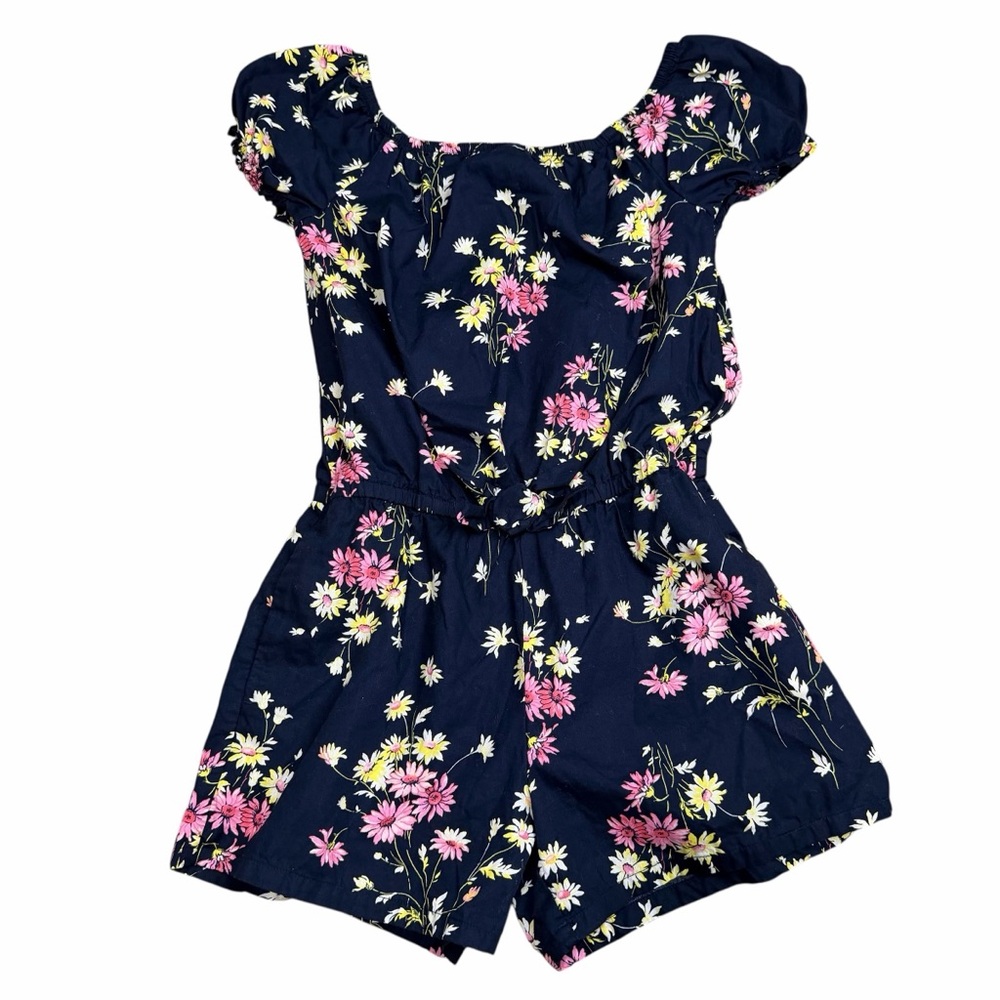 GAP Kids‎ Girls Puff Sleeve Floral Romper | Navy | Size 14-16
